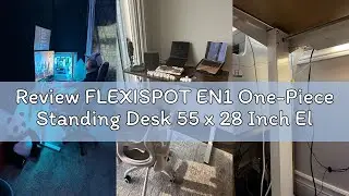 Review FLEXISPOT EN1 One-Piece Standing Desk 55 x 28 Inch Electric Adjustable Height Desk for Home O