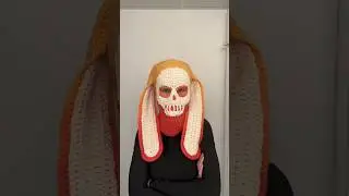 Dyeing crocheted bunny skull mask into a gradient with @alexandria_masse #diy #halloween