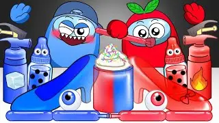 Red VS Blue Color Food Challenge - AMONGUS ANIMATION