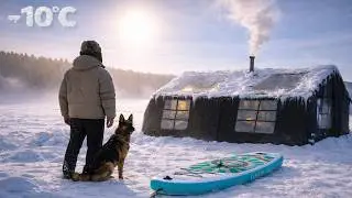 СНЕЖНЫЙ КЕМПИНГ при -10&deg;C с моей собакой ❄️ Я превратил SUP-доску в санки! 🛷🏄&zwj;♂️