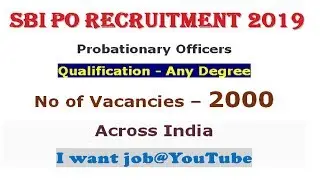 SBI PO 2019 Recruitment (NO VOICE VIDEO)