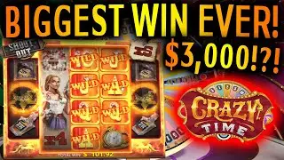 MY BIGGEST WIN EVER! OVER $5,000!!!!! Deadwood SUPER BONUS + MASSIVE WIN ON CRAZY TIME!