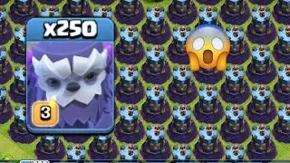 250 max Yeti vs base full of wizard tower || clash of clans