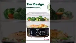 BELLA Two Tier Food Steamer with Dishwasher Safe   Protection, 7.4 QT, Black  