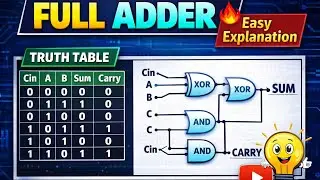 Full Adder Explained | Digital Electronics | Truth Table, Boolean Expression & Logic Circuit