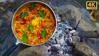 Persian Omelette on Fire - Nature Cooking | Persian Taste