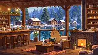 Cozy Winter Coffee Shop Ambience❄Lofi Chill &Crackling Fireplace🍂Lofi Deep Focus to study/work/relax