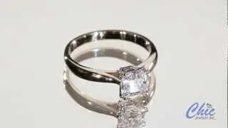 Royal Asscher cut cubic zirconia solitaire in 14k white gold- Item #7103