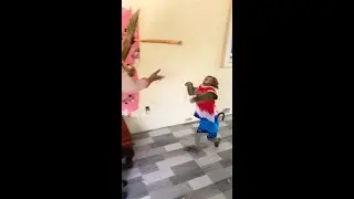 Jason Messing Around Enthusiastic Toss Broom To Mom Clean
