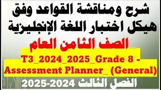شرح شامل ورائع لقواعد اللغة الإنجليزية طبقاً لهيكل اختبار صف الثامن عام الفصل 3  عام دراسي 2024-2025