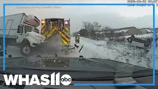 Dashcam shows dramatic crash in Michigan as it deals with thick ice and freezing temperatures