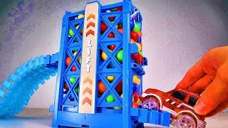 F1 Marble Run Race ASMR # 7 ☆ Parking Lifts ☆ Creative Healing Sound Machine Build