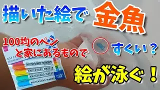 100均で絵が泳ぐ！？自分が描いた絵で金魚すくい！面白い不思議な遊び！