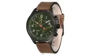 Timex Intelligent Quartz Fly-Back Chronograph Leather Strap Watch  SKU:8476813