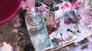 Linc Thelen painting in studio