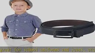 AWAYTR Reversible Kids Belts for Boys - Black and Brown Leather Belt for School Uniform Casual Jeans