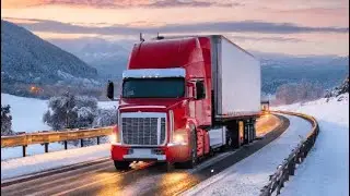 18 wheeler semi driving in winter conditions!
