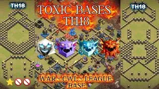 Toxic Bases TH18 ⭐🚫🚫 granted | cwl , war , league bases coc th18 base link | clash of clans #coc 