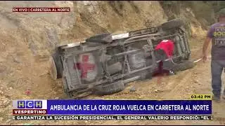 Ambulancia de la Cruz Roja Hondure&ntilde;a se accidenta en la salida al norte