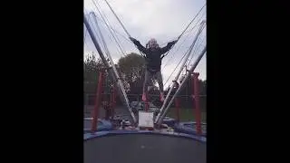 Girl going high on trampoline fail haha