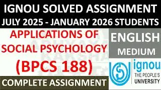 BPCS 188 (ENGLISH) APPLICATIONS OF SOCIAL PSYCHOLOGY || IGNOU SOLVED ASSIGNMENT 2025-2026 ||