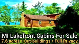 Michigan Lakefront Cabins For Sale | $275k | 7.6 acres | Michigan Land For Sale | Waterfront Cabins