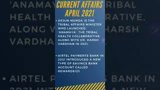 Current Affairs April 2021 Entrance Exam preparation CUCET IPU CET DU JAT Delhi University