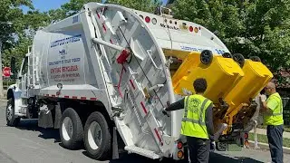 McNeilus Rear Loader Garbage Trucks Euro Tipping Yellow Carts & More!