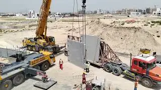Precast wall panel erection by using 250 ton mobile  crane