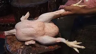 Super Fast Big Chicken Cutting By Expert Butcher