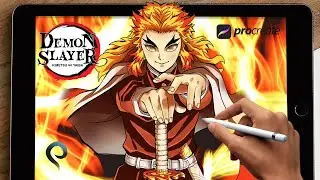 DRAWING KYOJURO RENGOKU: DEMON SLAYER | SPEED ART WITH PROCREATE