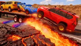 McQueen Flatbed Truck Transport &ndash; Lava Road Challenge | BeamNG Drive