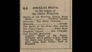 Douglas Reeve at the Dome Brighton Concert Organ - 4 September 1953 at 6pm (BBC Light Programme)