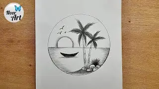 Easy landscape drawing for beginners || How to draw circle drawing 