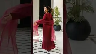 Hania Amir Elegant Maroon Dress/Lulusar Luxury Embroiderd Silk Collection/Fashiontrend