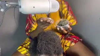 ASMR ✨SHEA BUTTER GREASING WITHIN MY SISTERS PARTED HAIR WITH GUM CRACKING SOU