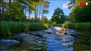Soft Piano Music with Flowing River Nature Sounds