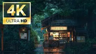 Convenience Store In The Rain Live Wallpaper 4K | Cozy Rainy Night Desktop Background
