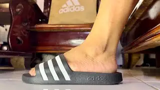 adidas adilette aqua slides black white | unboxing and on feet | Azo Edition