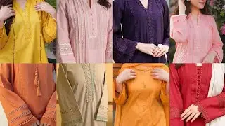 Plain Cotton Dress with Lace Design Ideas l 
