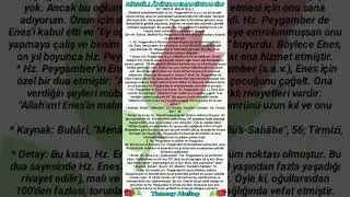 ⭐1.Hz.ENES B. MALİK (r.a.): Uzun s&uuml;re Hz. Peygamber'e hizmet etmiş sahabe. 🌹❤😊
