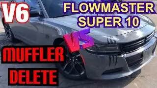 Muffler Delete Vs Flowmaster Super 10 OUTLAW!! 2019 Dodge Charger V6