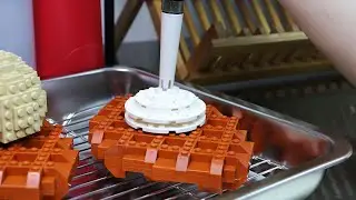 LEGO Grains Latte & Cream Waffle  / Mukbang  /  Stop Motion Cooking ＆ ASMR