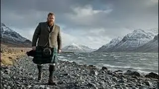 Scotsman Walking Wearing Kilt By Glenborrodale Bay On Winter History Visit To Ardnamurchan Scotland