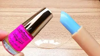 Mixing NAIL POLISH Into Clear Slime|Satisfy Asmr #asmr #makeup #slime