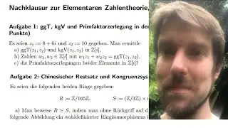 Klausur Elementare Zahlentheorie: Faktorielle Ringe, Euklidischer Algorithmus, Legendre-Symbol, QRG