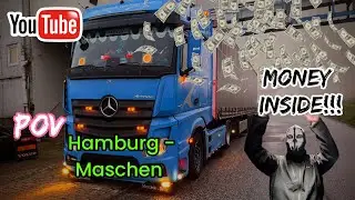 POV Truck driving Actros. Hamburg - Maschen