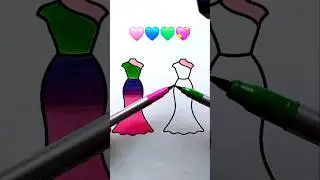 2 Girl dress withh different color 😍 ✨️ 💕 #art #glitter #kidscolor #easyart