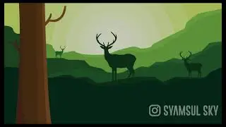 Desain Vector Rusa di Tebing Hutan - Time Lapse  | Adobe illustrator - Syamsul Sky Design