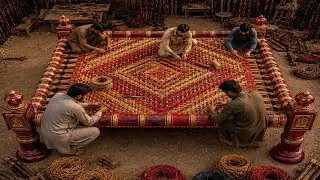 Making a Giant Traditional Charpai by Hand | Amazing Art of Traditional Weaving || 